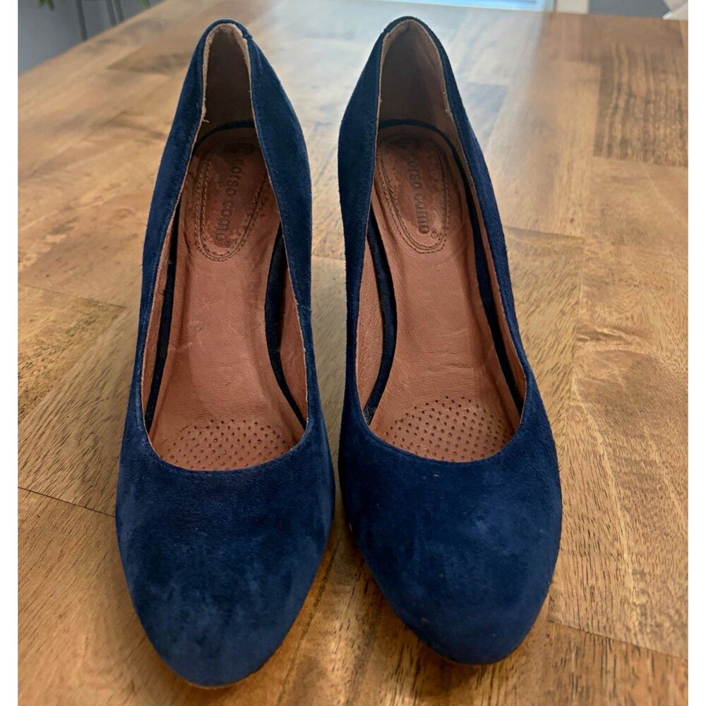 Corso Como Women's Blue Suede Stiletto Pump Almond Toe Slip On Size 7.5